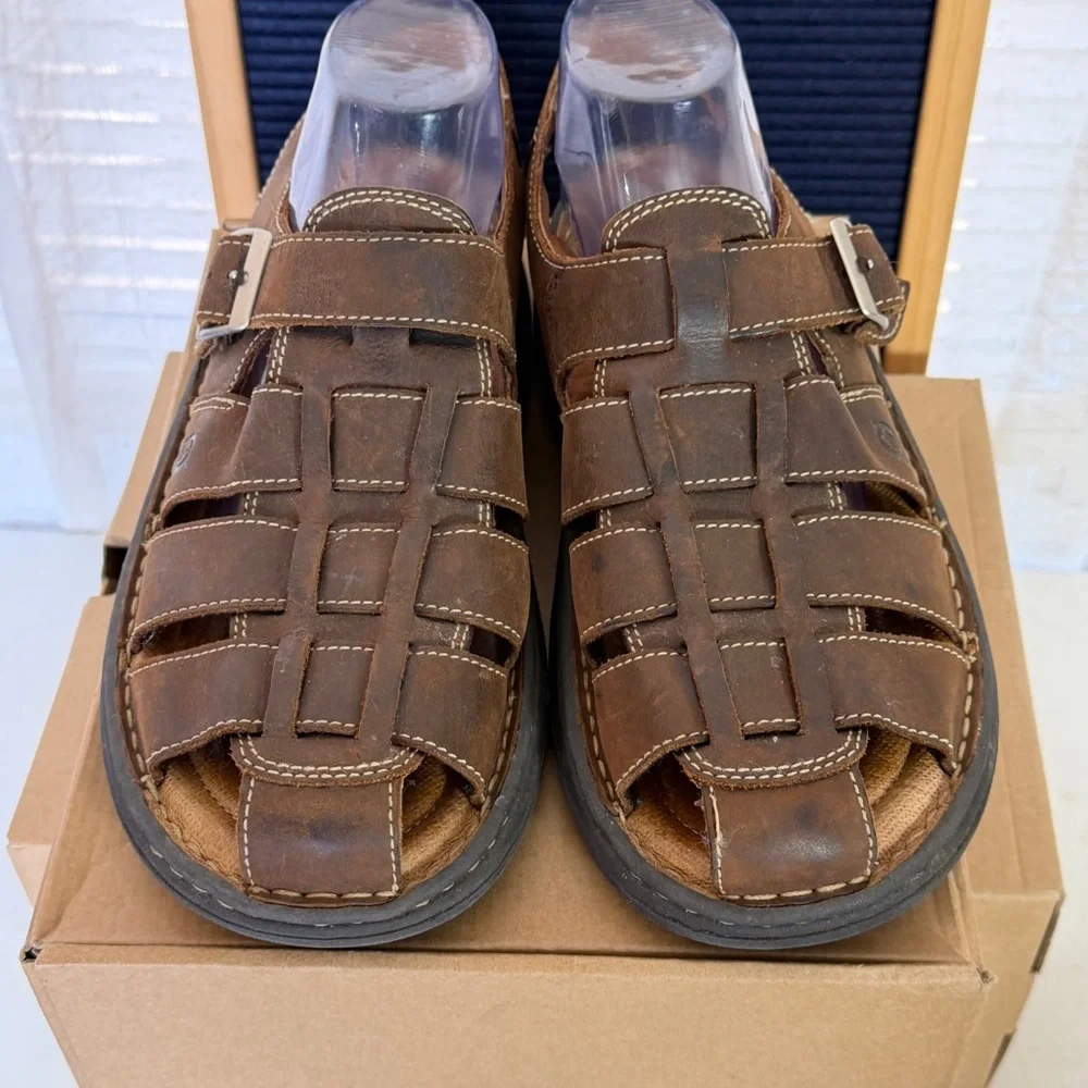 Born Mens Fisherman Sandals Size 10 M Brown Leather‎ GUC! (Bin B8)